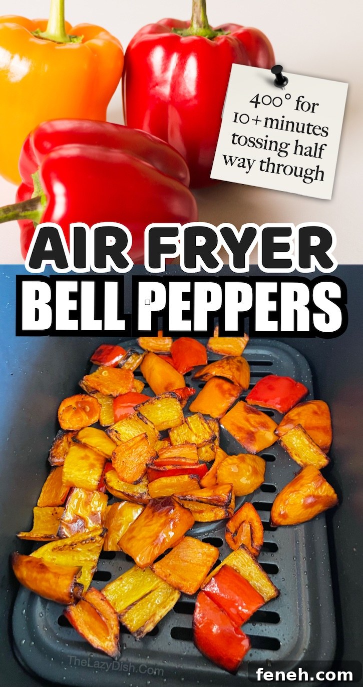 Air fryer bell peppers (or any pepper for that matter) turn out scrumptious in an air fryer! We love making jalapeños this way too. 