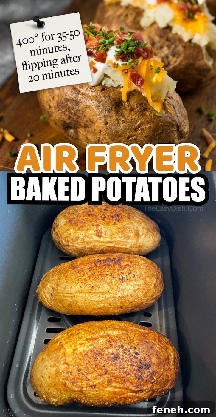 How to make baked potatoes in an air fryer! This is the best way to get soft and tender insides with a crispy outer crust. 